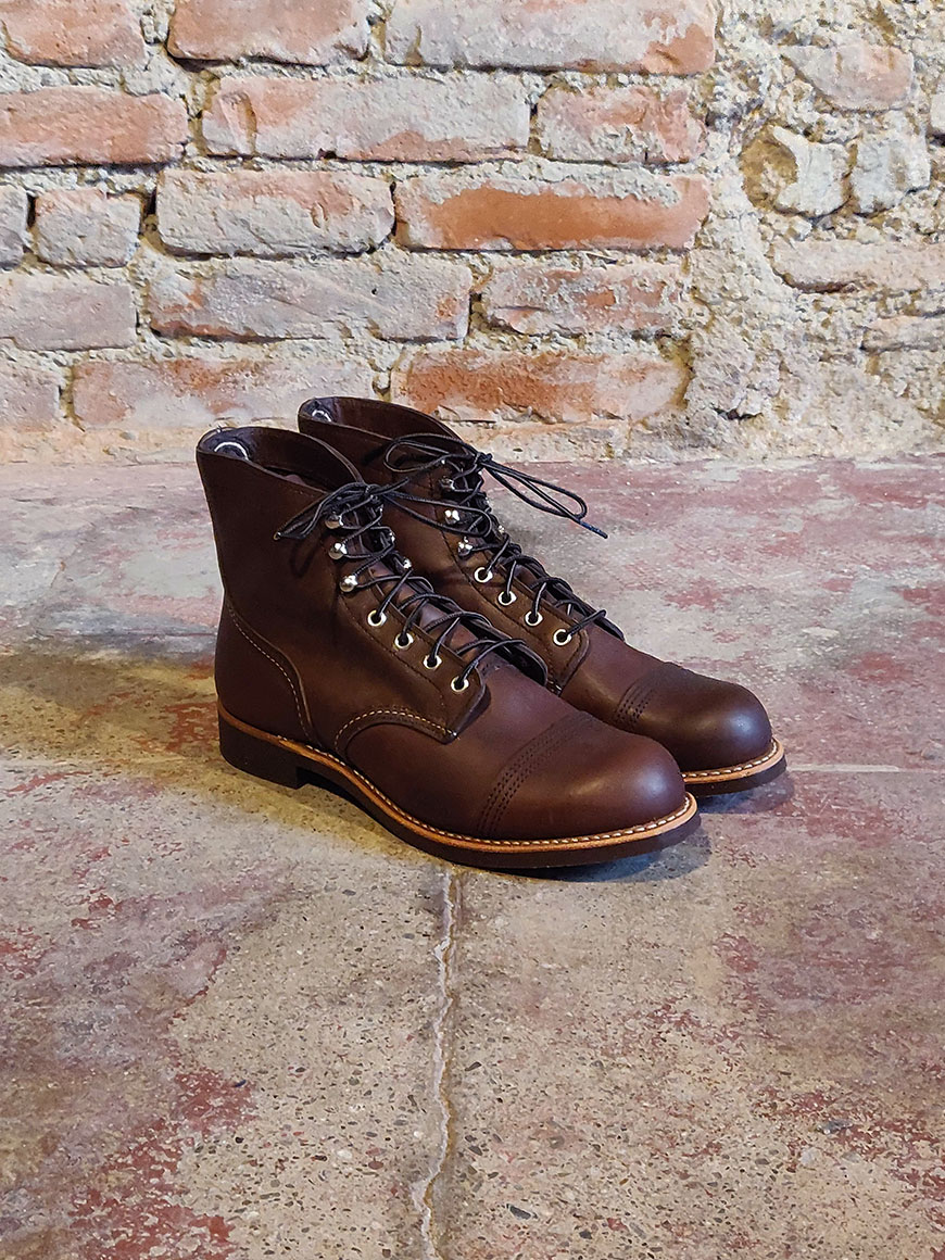 Woman wearing Red Wing Iron Ranger Boots in Amber Harness