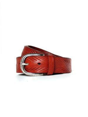 Alberto Luti Cognac Belt Laser Cuts