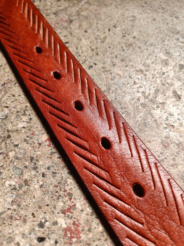 Alberto Luti Cognac Belt Laser Cuts