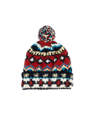 Chamula Double Cuff Cap Fair Isle Navy