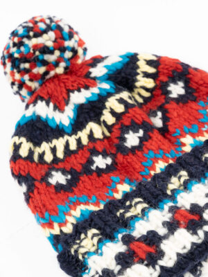 Chamula Double Cuff Cap Fair Isle Navy
