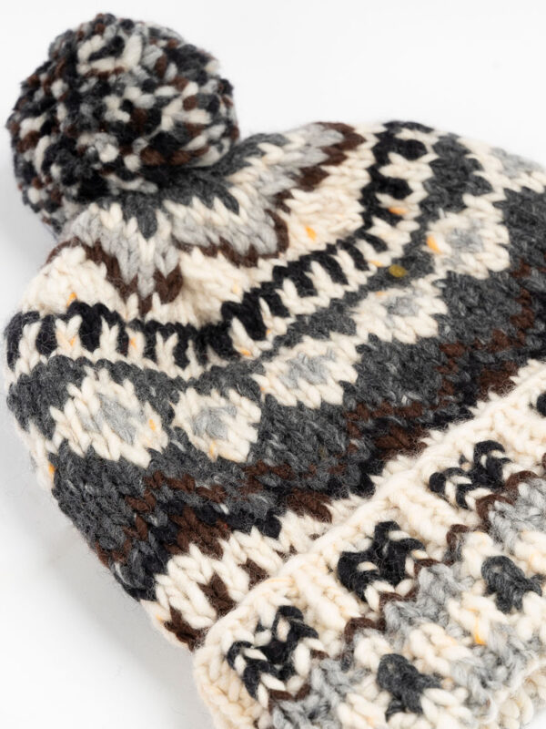 Chamula Double Cuff Cap Fair Isle Natural