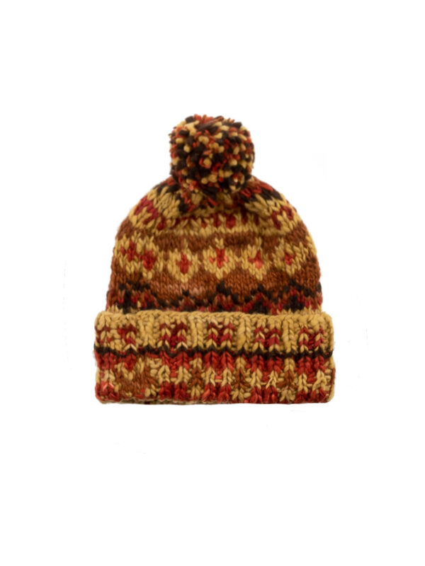 Chamula Double Cuff Cap Fair Isle DK Gold