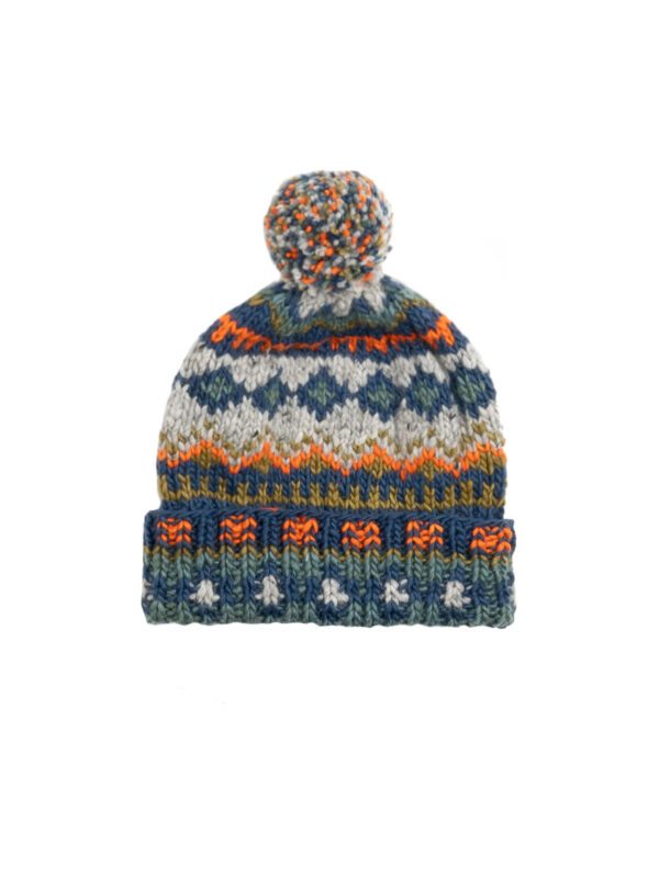 Chamula Double Cuff Cap Fair Isle DK Real Indigo