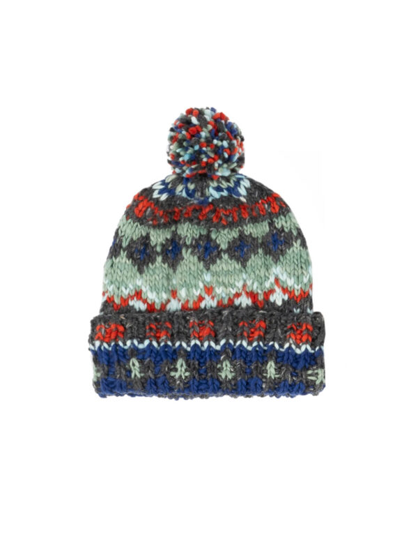 Chamula Double Cuff Cap Fair Isle OX Grey